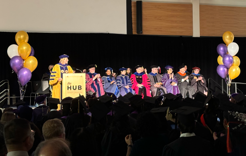 Faculty on stage at the HCDE 2024 Graduation Ceremony